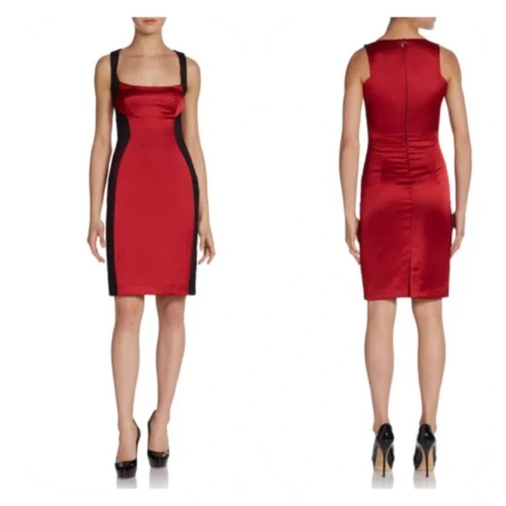NWT Just Cavalli Red Lace paneled satin dress, IT Sz 44